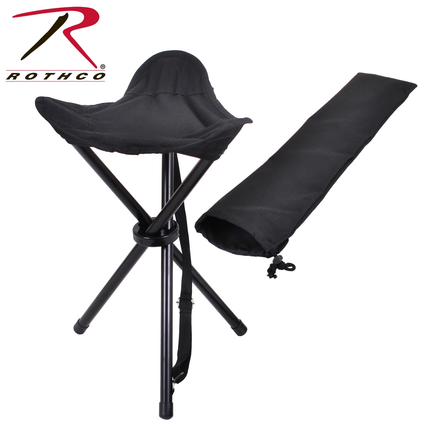 Rothco Collapsible Stool with Carry Strap – Black, Part Number 4584