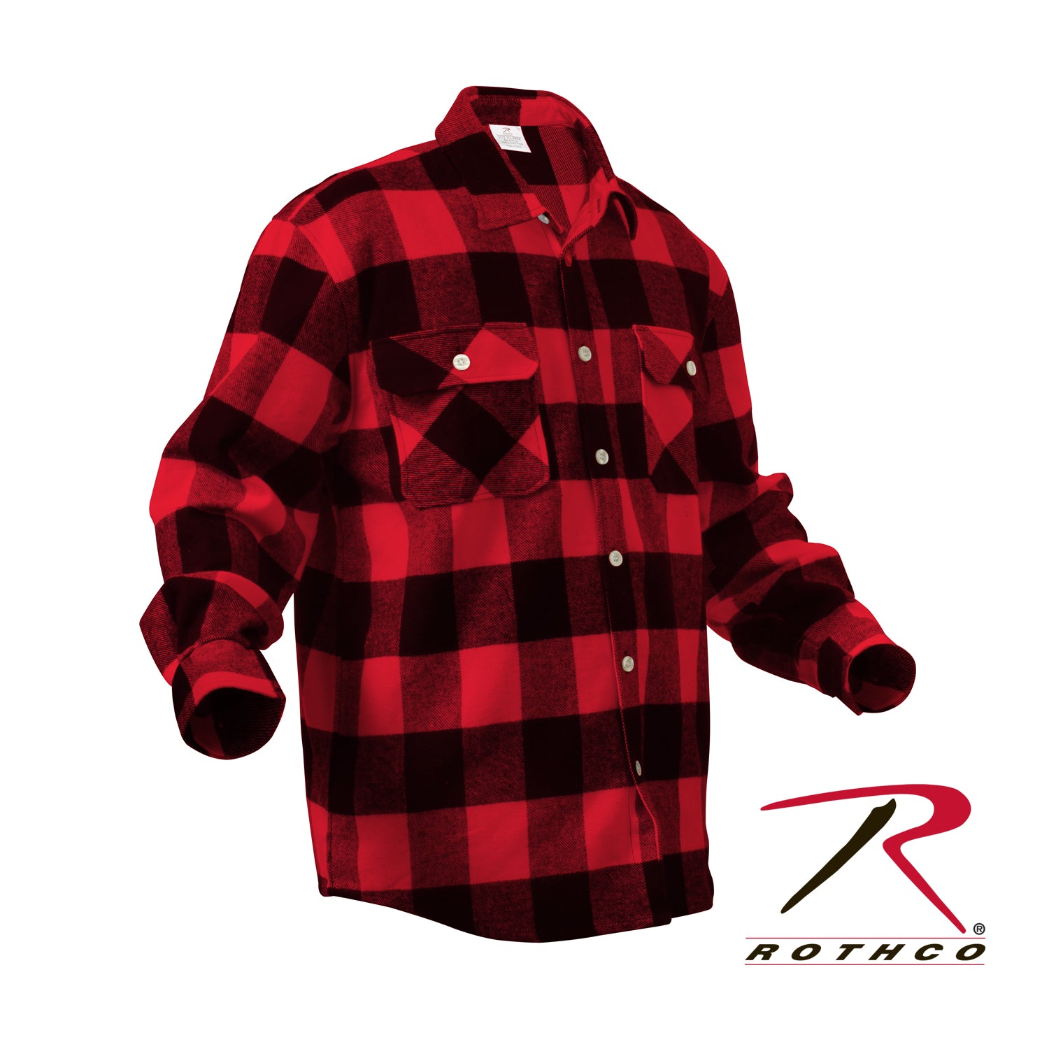 Rothco Extra Heavyweight Buffalo Plaid Flannel Shirt in Red Plaid, Size Small