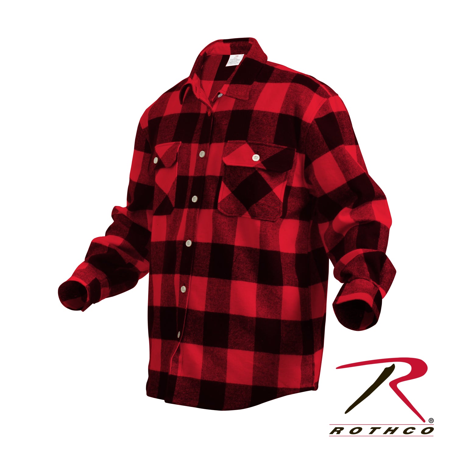 Rothco Extra Heavyweight Buffalo Plaid Flannel Shirt in Red Plaid, Size Small