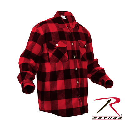 Rothco Extra Heavyweight Buffalo Plaid Flannel Shirt in Red Plaid, Size Large