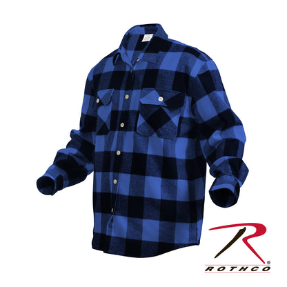 Rothco Extra Heavyweight Blue Plaid Buffalo Flannel Shirt Size 4XL