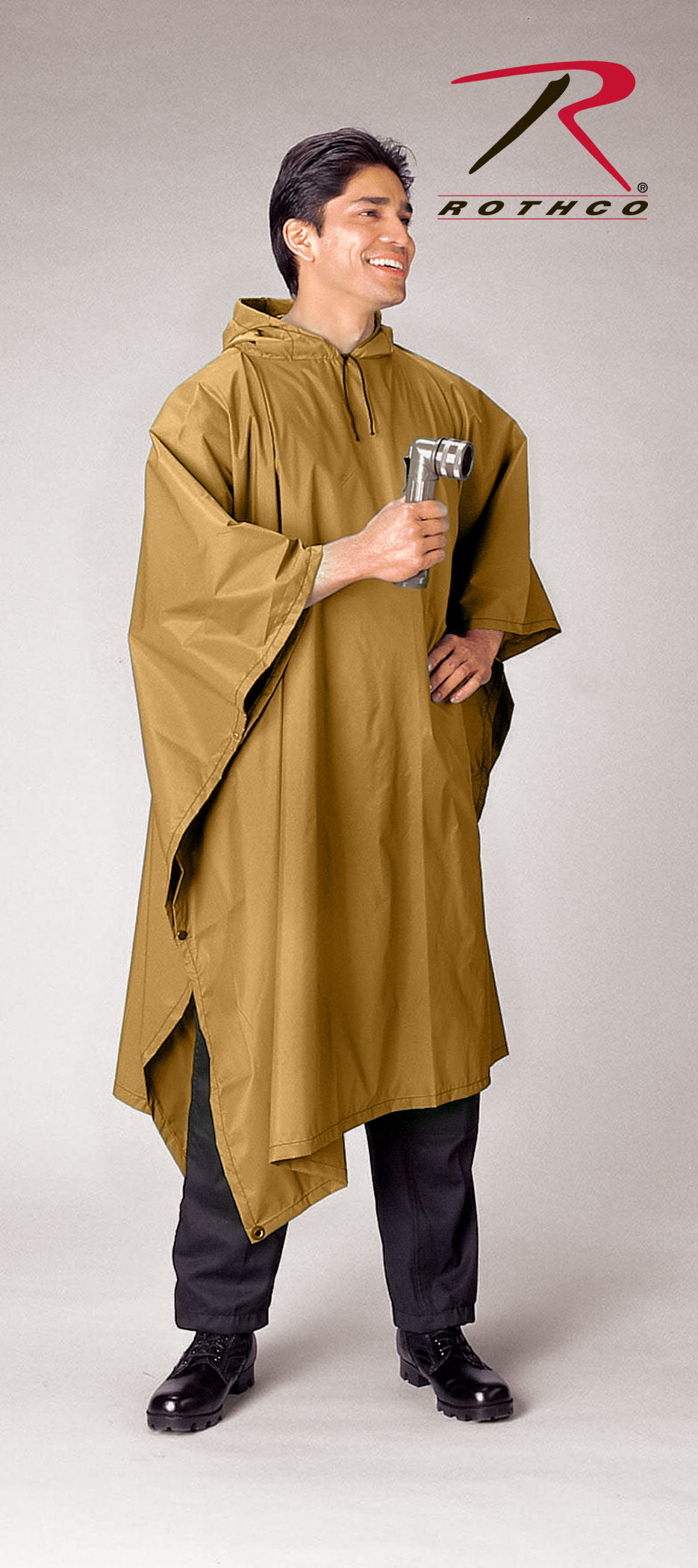 Rothco G.I. Type Rip-Stop Poncho in Coyote Brown for Outdoor Survival and Weather Protection