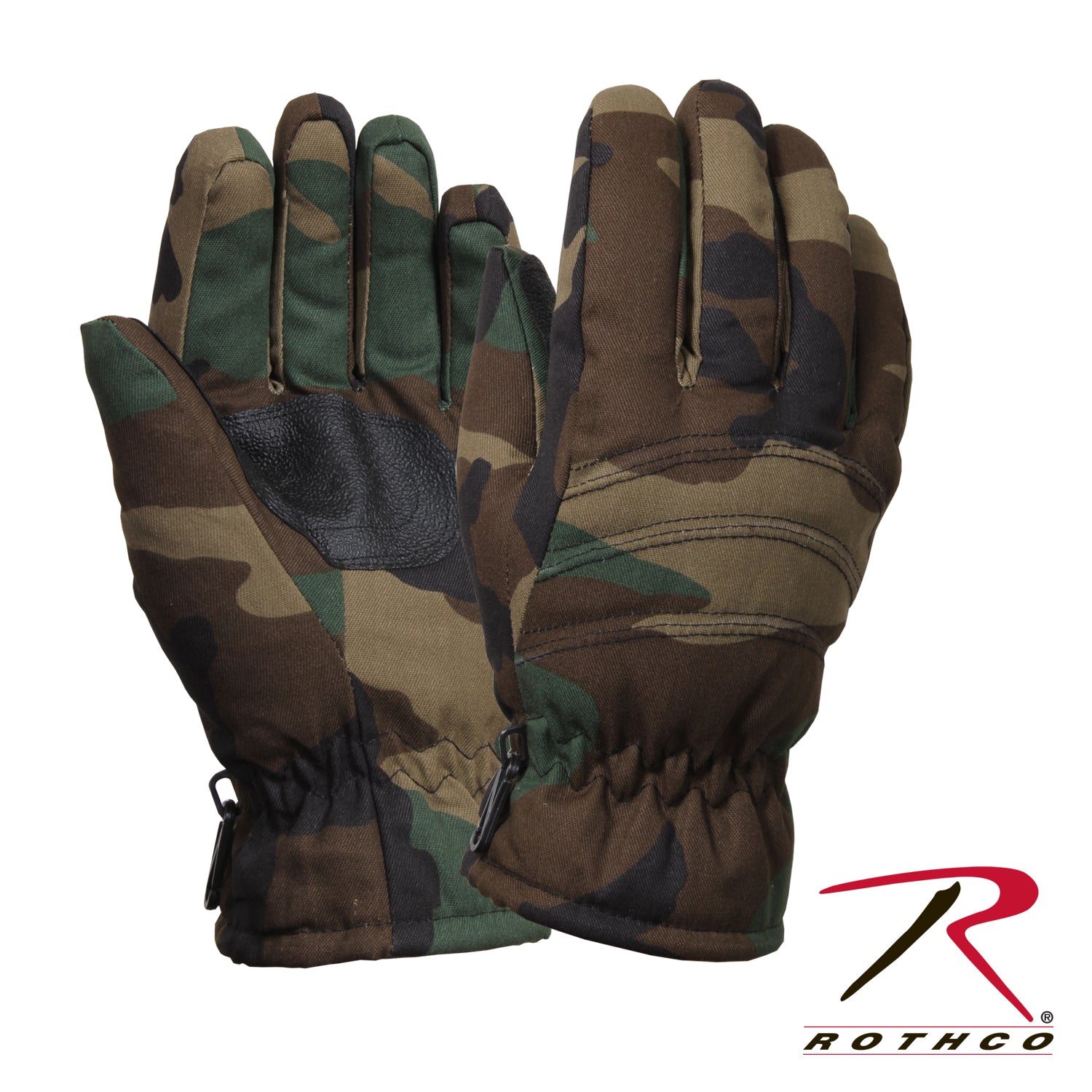 Rothco Insulated Hunting Gloves Woodland Camo Size M - Durable Cold Weather Hand Protection