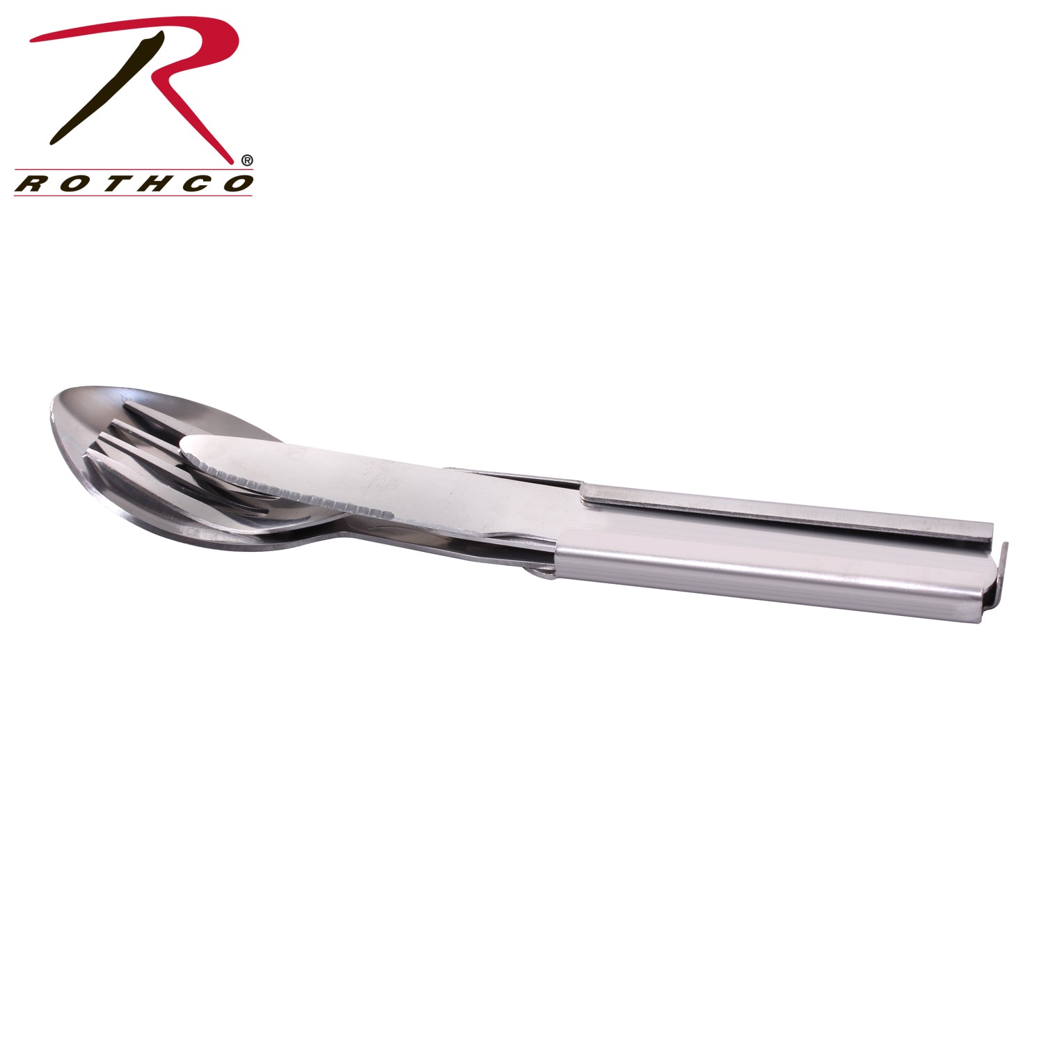 Rothco Deluxe Chow Set - Compact 4-Piece Stainless Steel Utensil Set for Outdoor Adventures