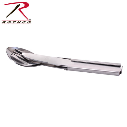 Rothco Deluxe Chow Set - Compact 4-Piece Stainless Steel Utensil Set for Outdoor Adventures