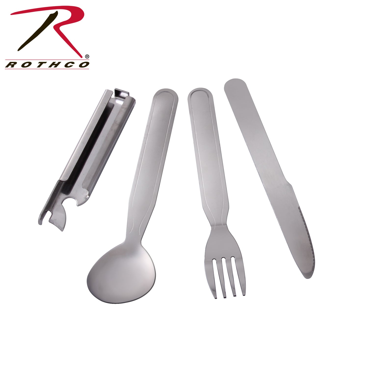 Rothco Deluxe Chow Set - Compact 4-Piece Stainless Steel Utensil Set for Outdoor Adventures