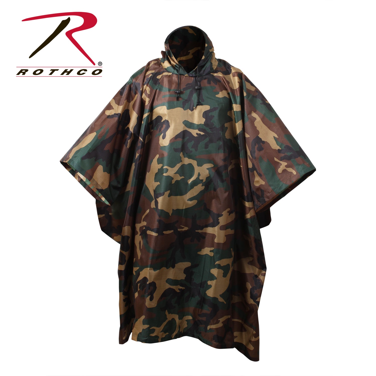 Rothco G.I. Type Rip-Stop Poncho in Woodland Camo
