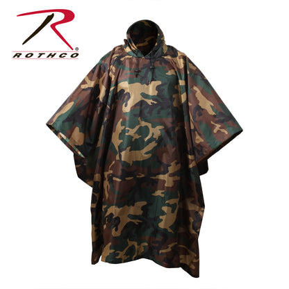 Rothco G.I. Type Rip-Stop Poncho in Woodland Camo