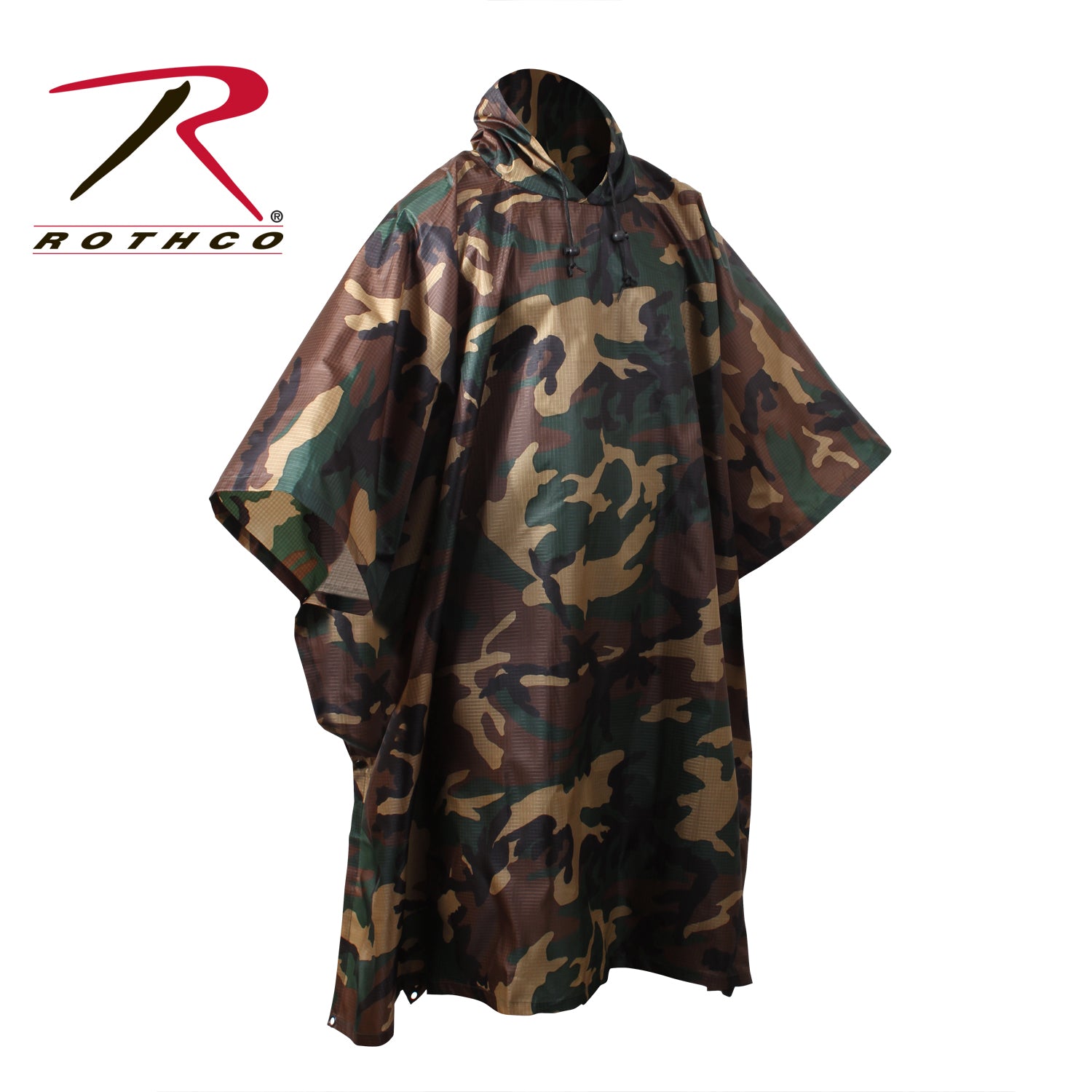 Rothco G.I. Type Rip-Stop Poncho in Woodland Camo