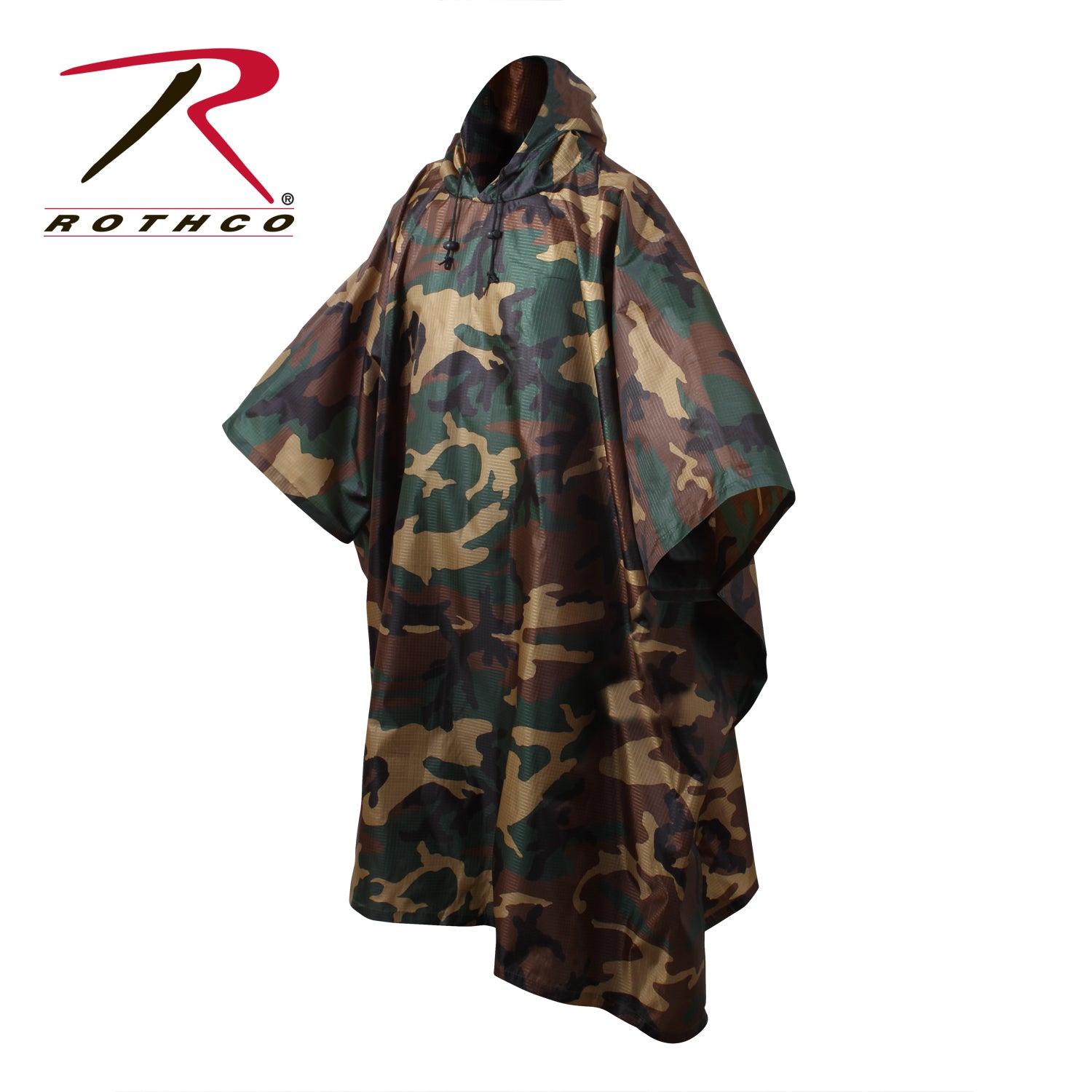 Rothco G.I. Type Rip-Stop Poncho in Woodland Camo