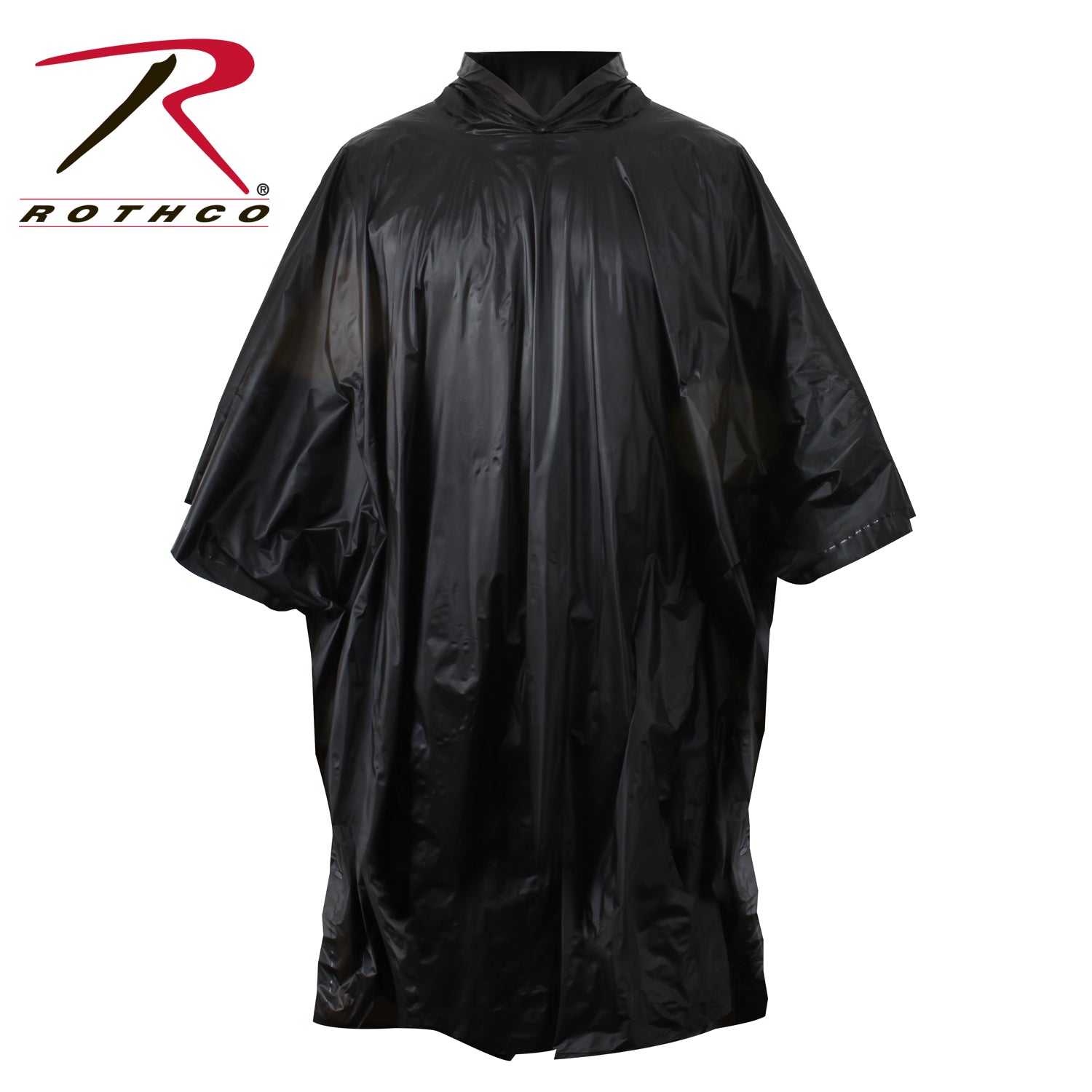 Rothco G.I. Type Rip-Stop Poncho Black - Durable Waterproof Rain Gear for Outdoor Activities