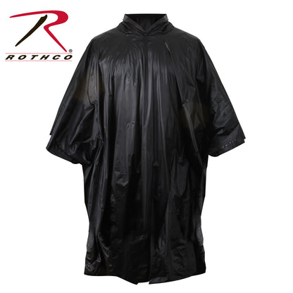 Rothco G.I. Type Rip-Stop Poncho Black - Durable Waterproof Rain Gear for Outdoor Activities