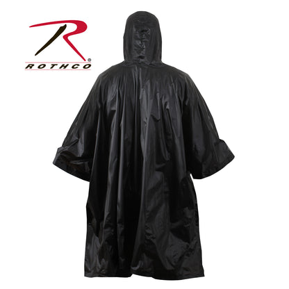 Rothco G.I. Type Rip-Stop Poncho Black - Durable Waterproof Rain Gear for Outdoor Activities