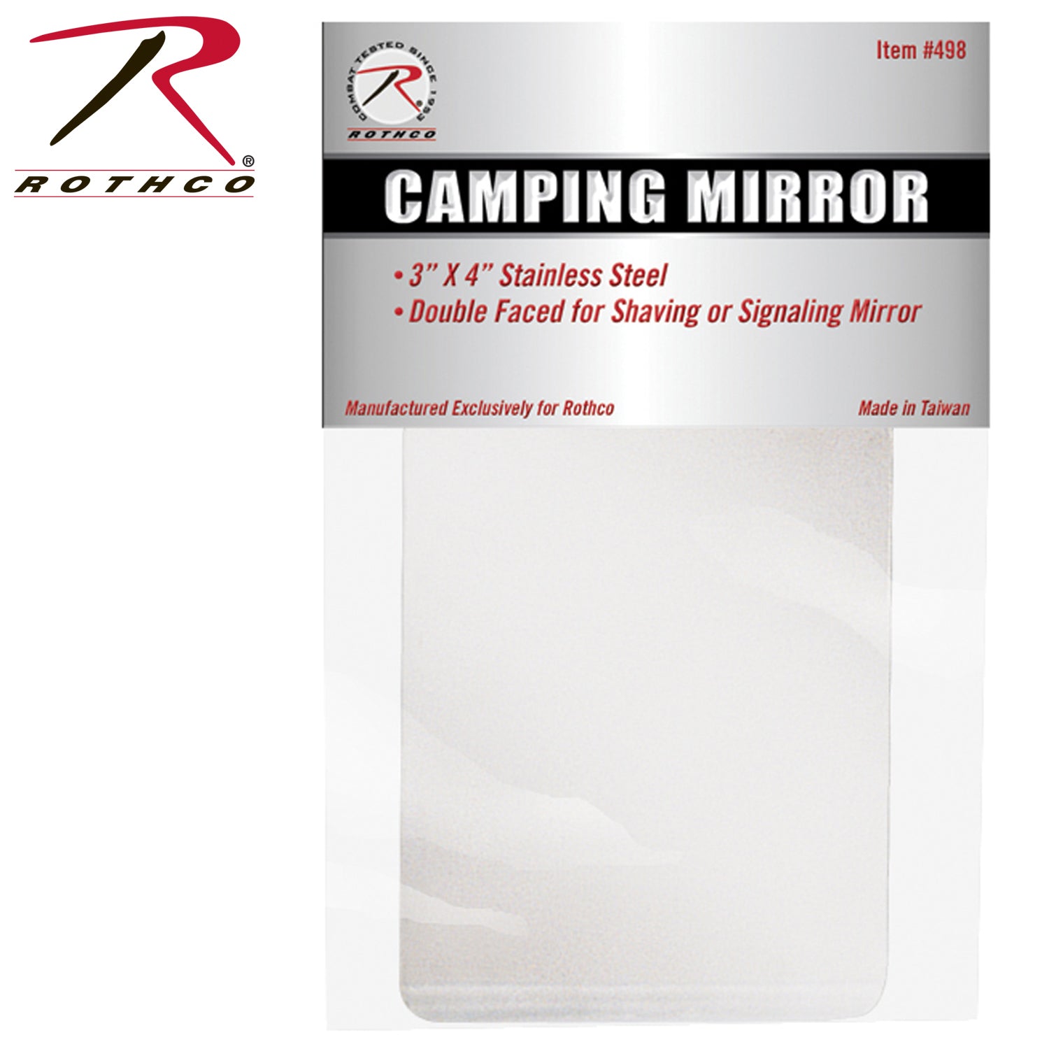 Rothco Camper's Survivor Mirror - Compact Stainless Steel Emergency & Grooming Tool, Part 498