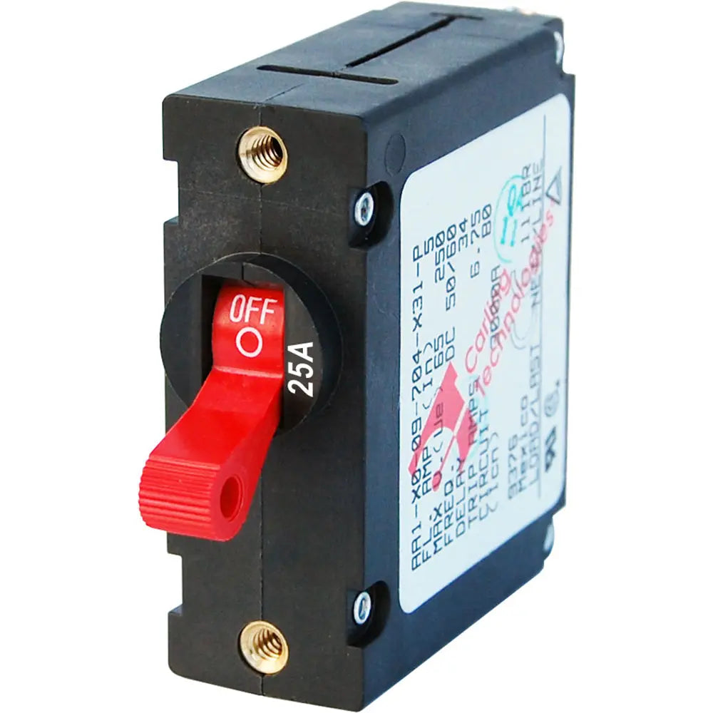 Blue Sea Systems 7217 AC/DC Single Pole Magnetic Circuit Breaker, 25 Amp, Red
