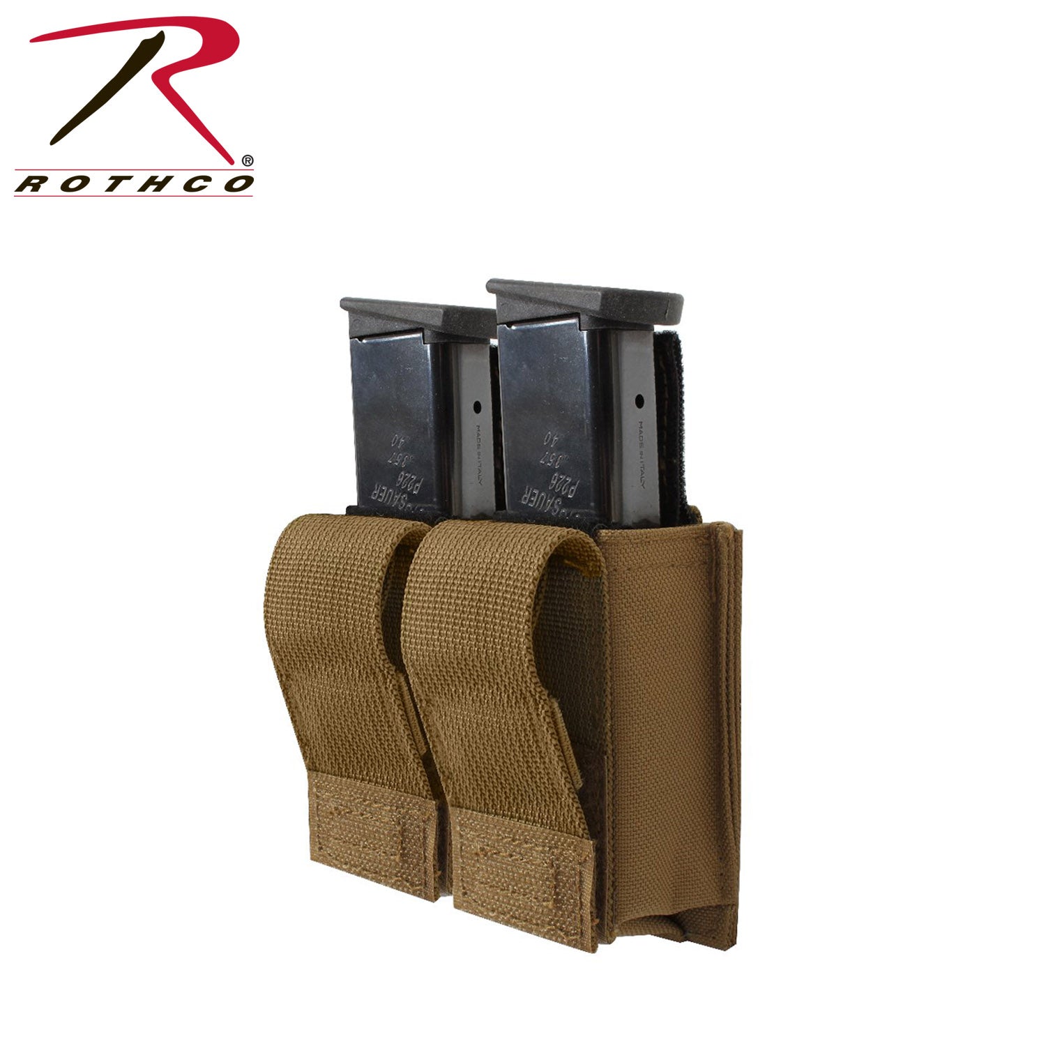 Rothco MOLLE Double Pistol Mag Pouch with Inserts - Coyote Brown, Part No. 51001-CB