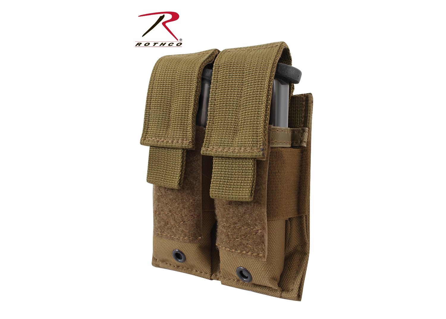 Rothco MOLLE Double Pistol Mag Pouch Coyote Brown - Secure Tactical Magazine Storage