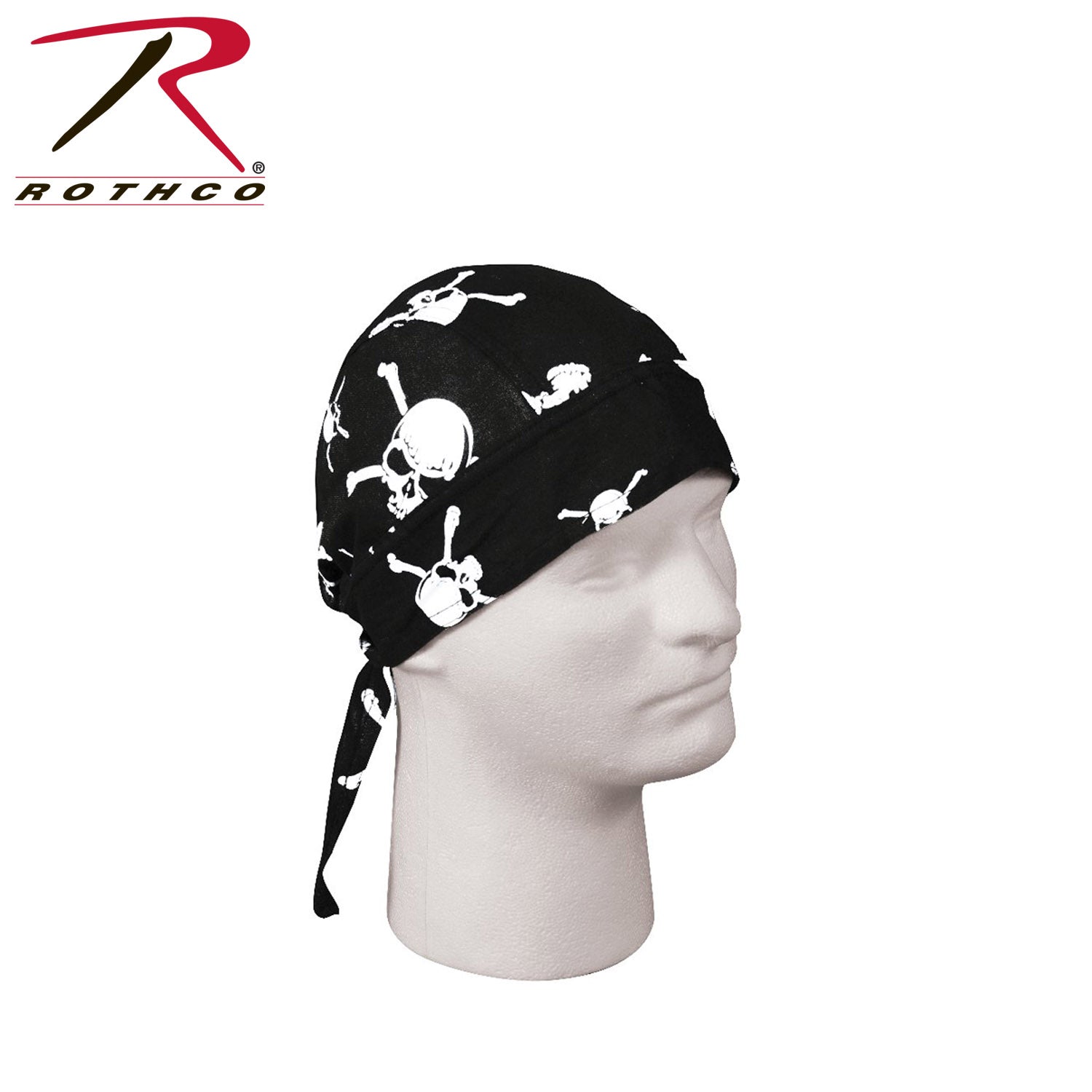 Rothco Skull & Crossbones Headwrap - Adjustable Cotton Sun Protection for Men and Women