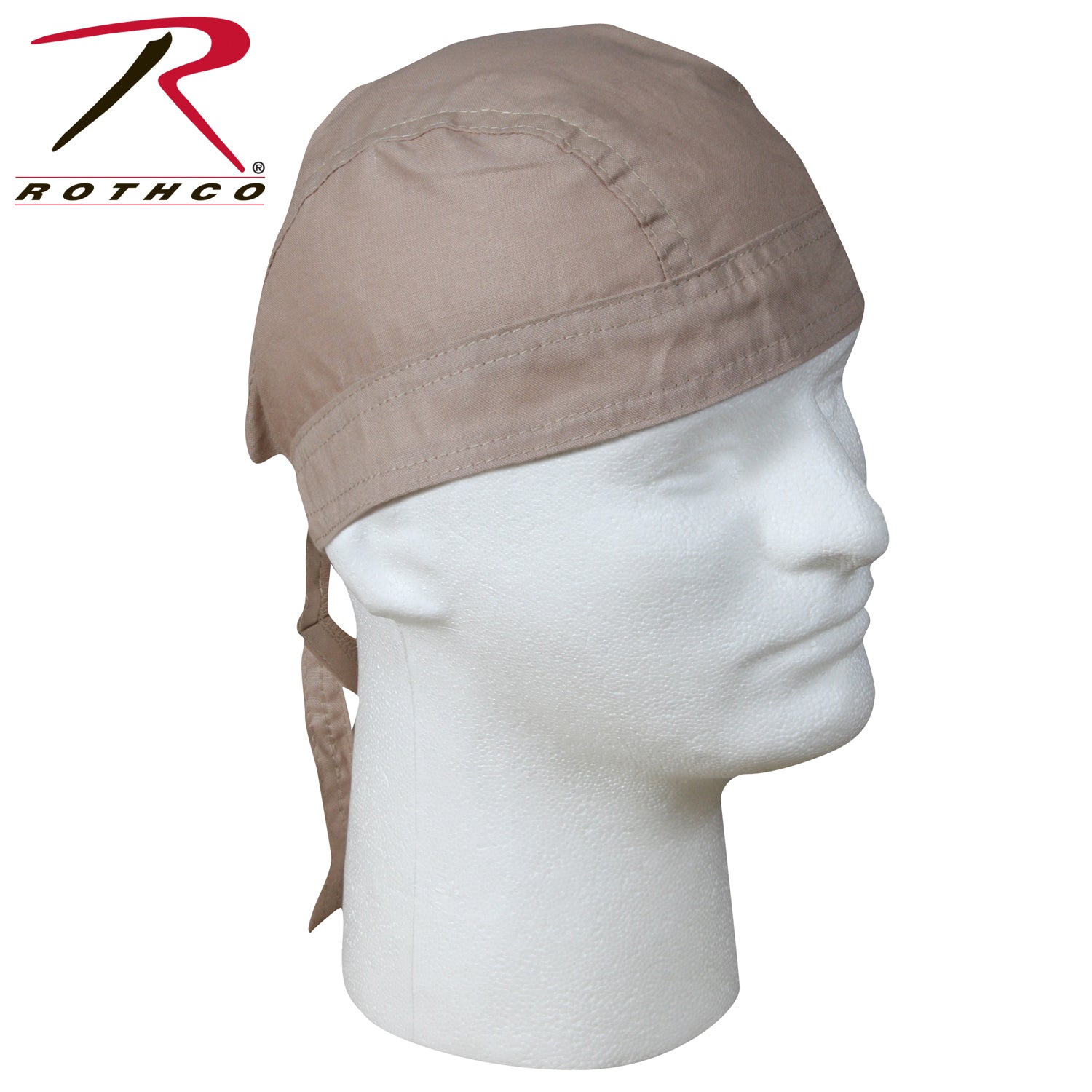 Rothco Solid Color Headwrap Khaki – Lightweight Cotton Head Cover for Outdoor and Tactical Use