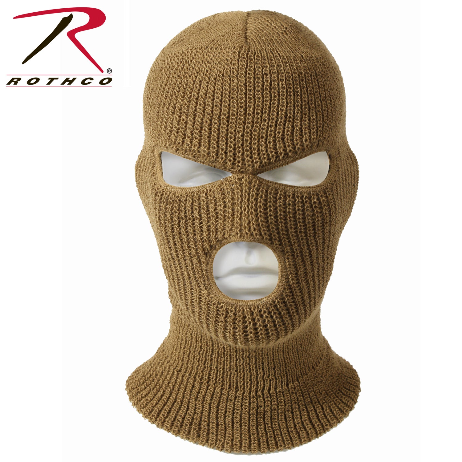 Rothco 3 Hole Acrylic Knit Face Mask in Coyote Brown – Cold Weather Protection for Outdoor Activities