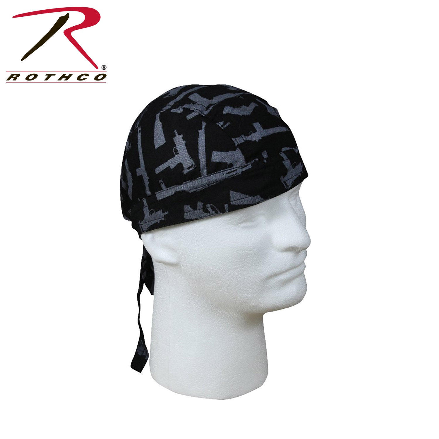 Rothco Gun Pattern Headwrap Black / Silver - Versatile Head Cover for Military and Tactical Use