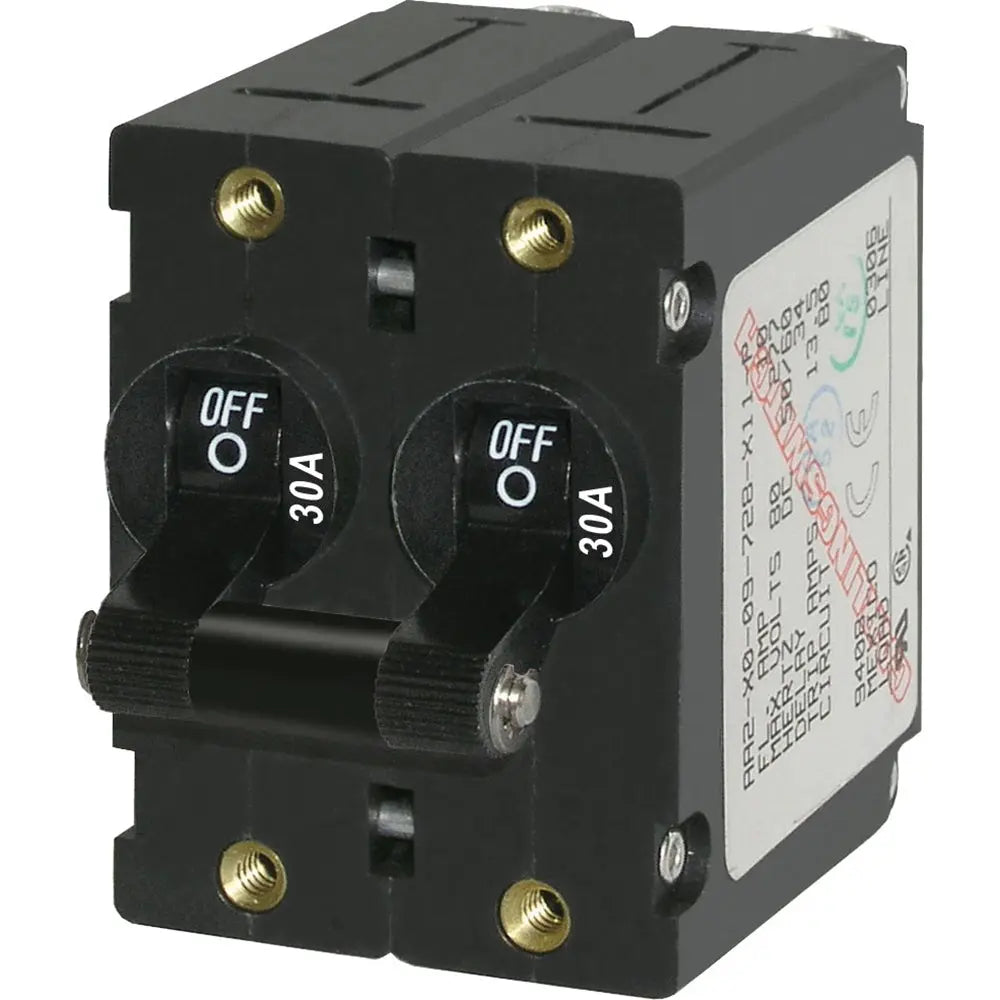 Blue Sea Systems A-Series Double Pole Toggle Switch, 30A, Black (Part 7237)