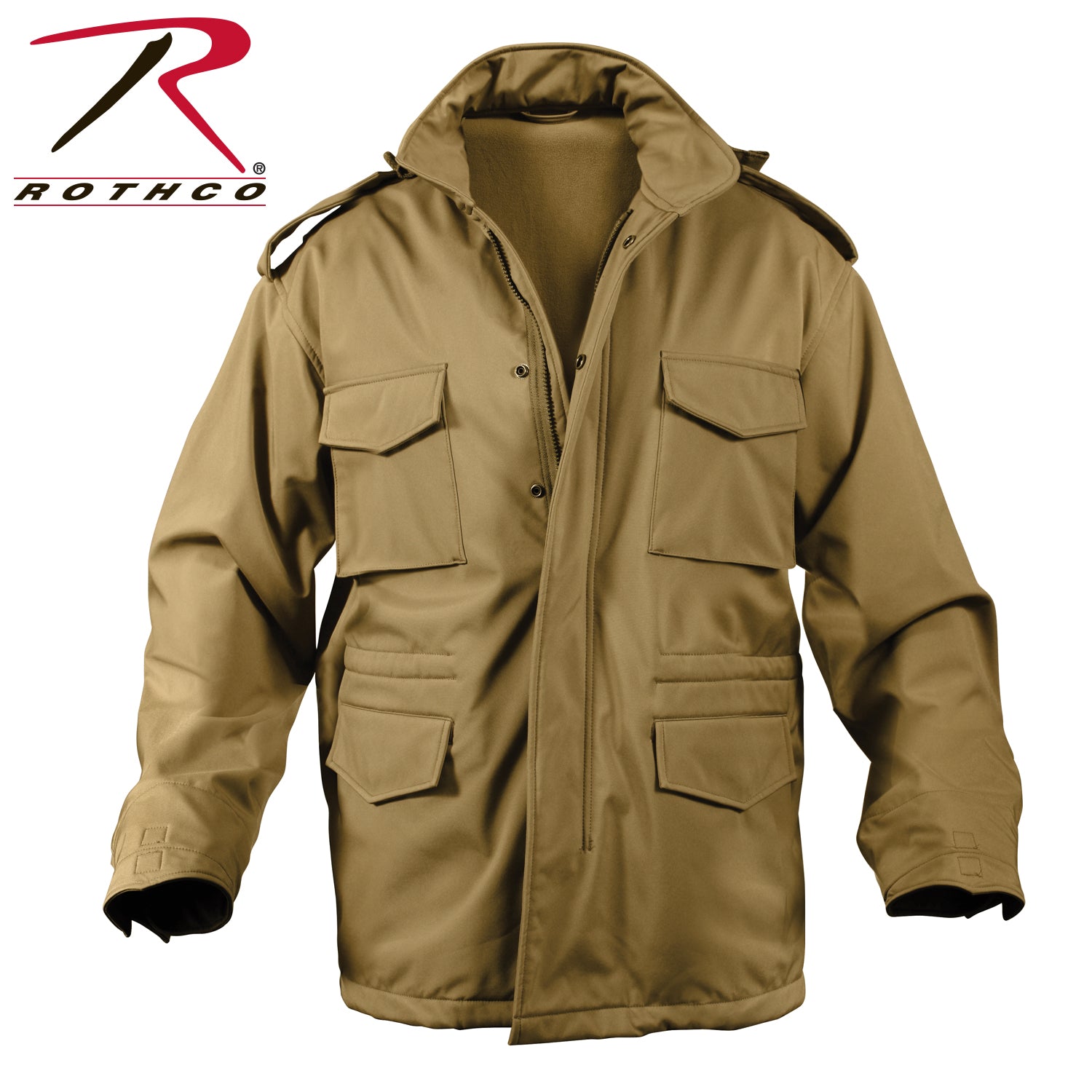 Rothco Soft Shell Tactical M-65 Field Jacket in Coyote Brown, Size M