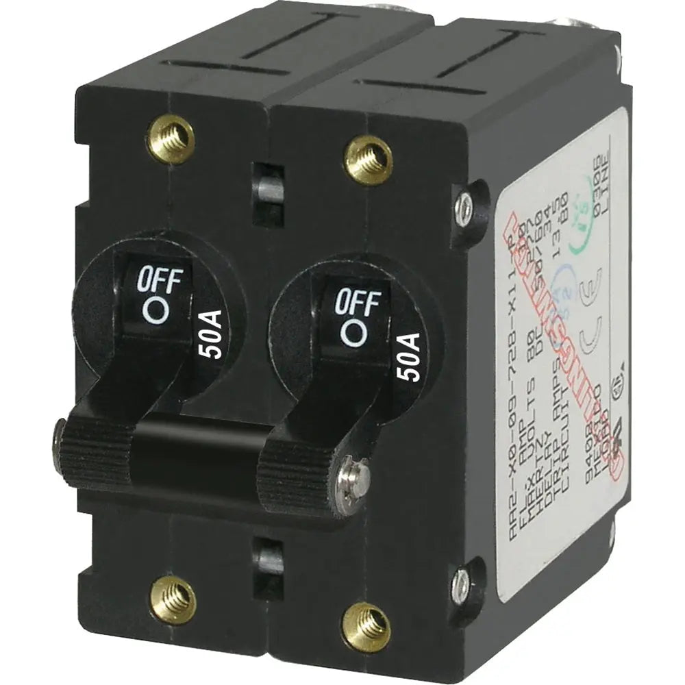 Blue Sea Systems A-Series Double Pole Toggle Switch 50A, Black – Part Number 7241