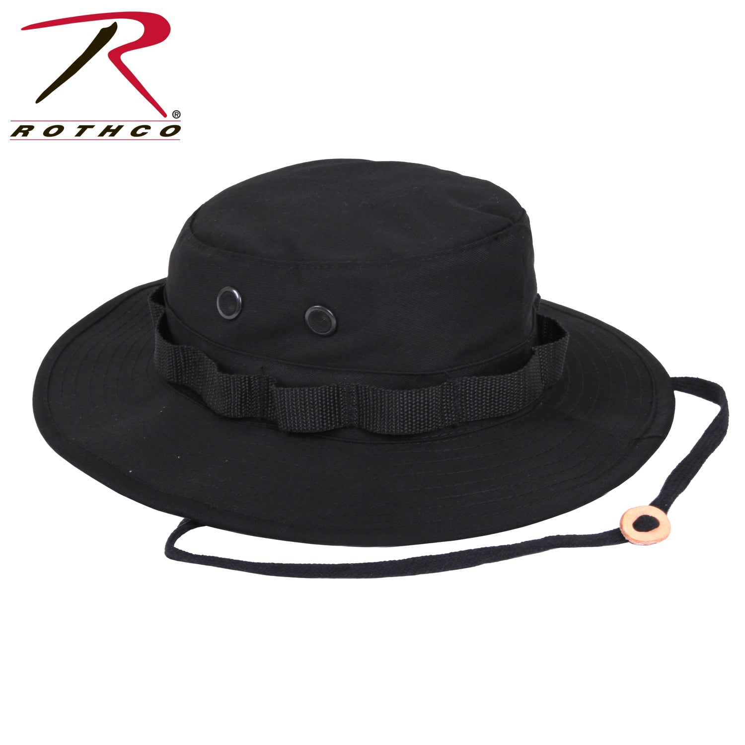 Rothco Boonie Hat Black - Military Style Wide Brim Sun Hat with Camouflage Loops and Ventilation