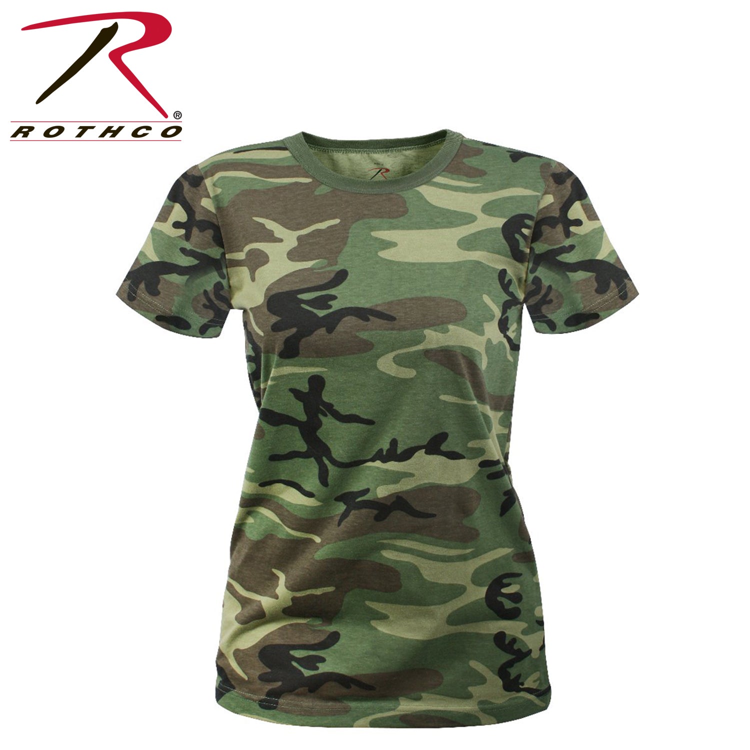 Rothco Women's Long Length Camo T-Shirt in Woodland Camo Size Small