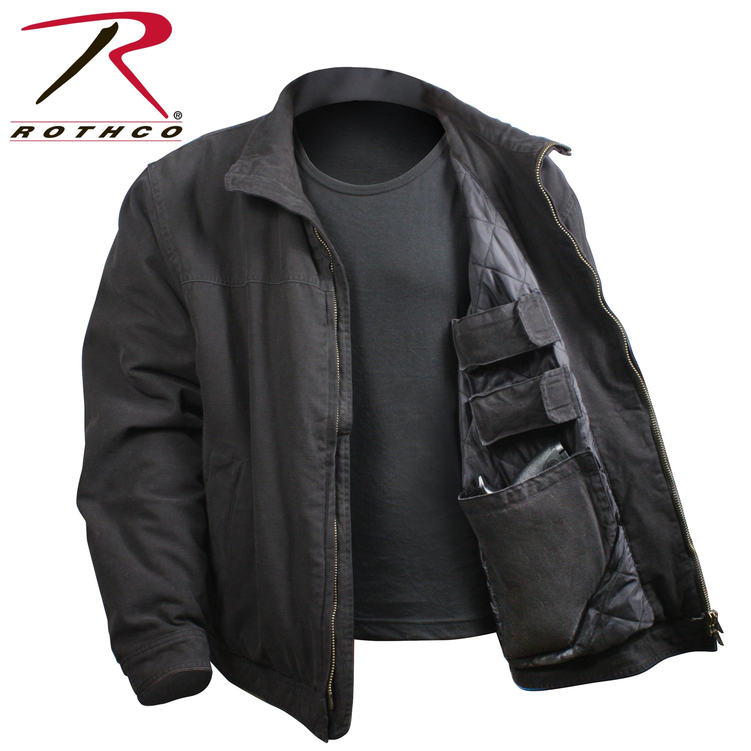 Rothco Concealed Carry 3 Season Jacket for Men – Black, Size 2XL