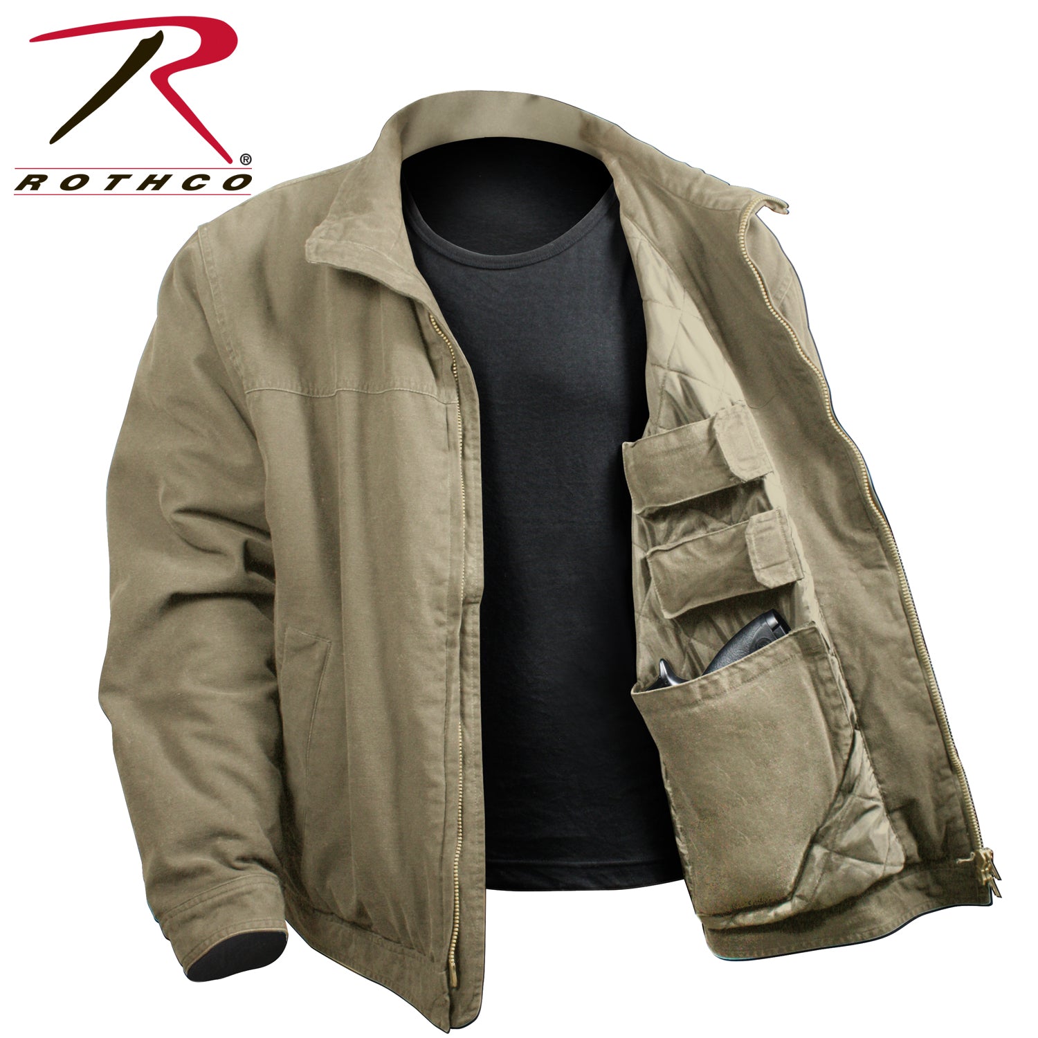 Rothco Concealed Carry 3-Season Jacket for Men, Khaki, Size 2XL