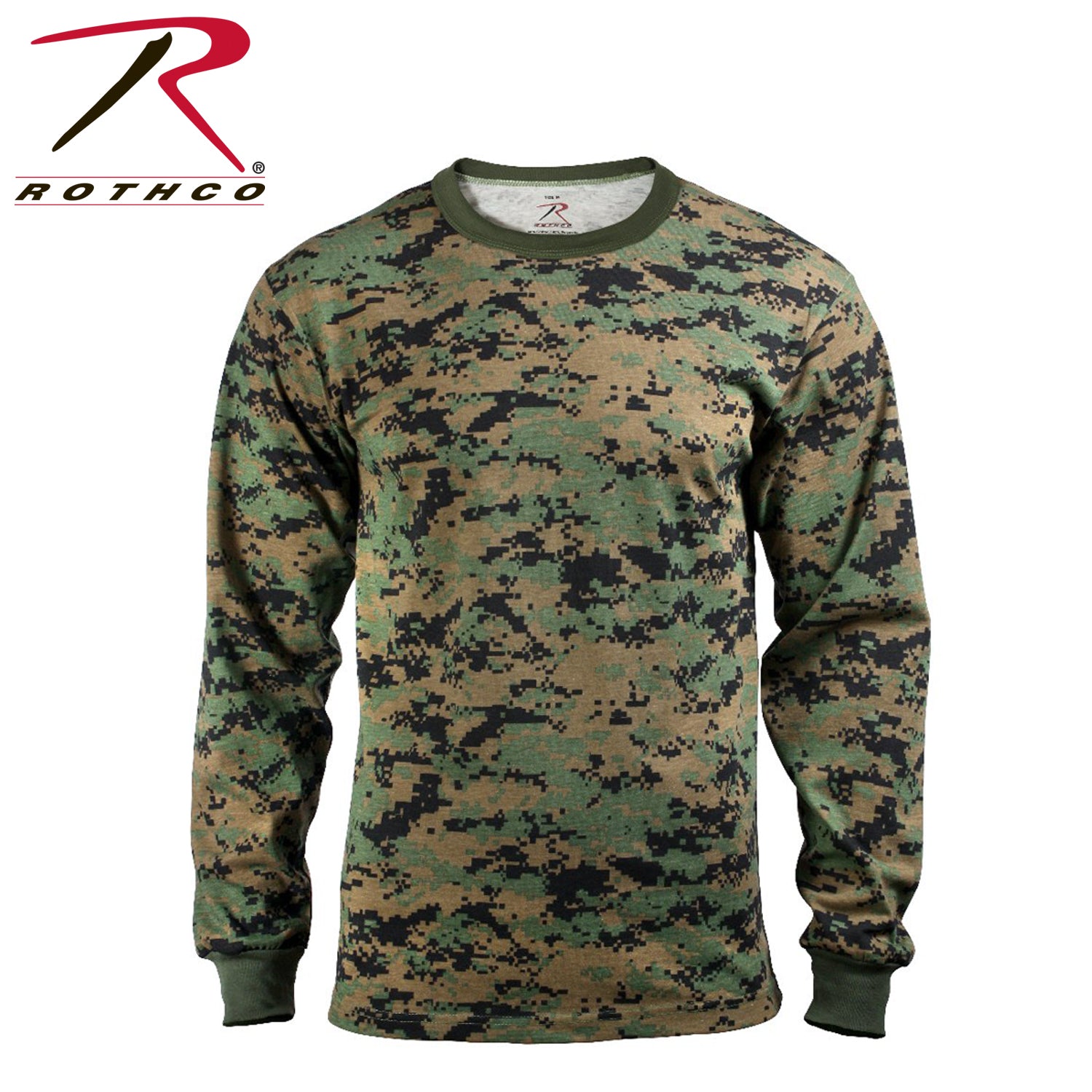 Rothco Long Sleeve Digital Camo T-Shirt in Woodland Digital Camo, Size 2XL