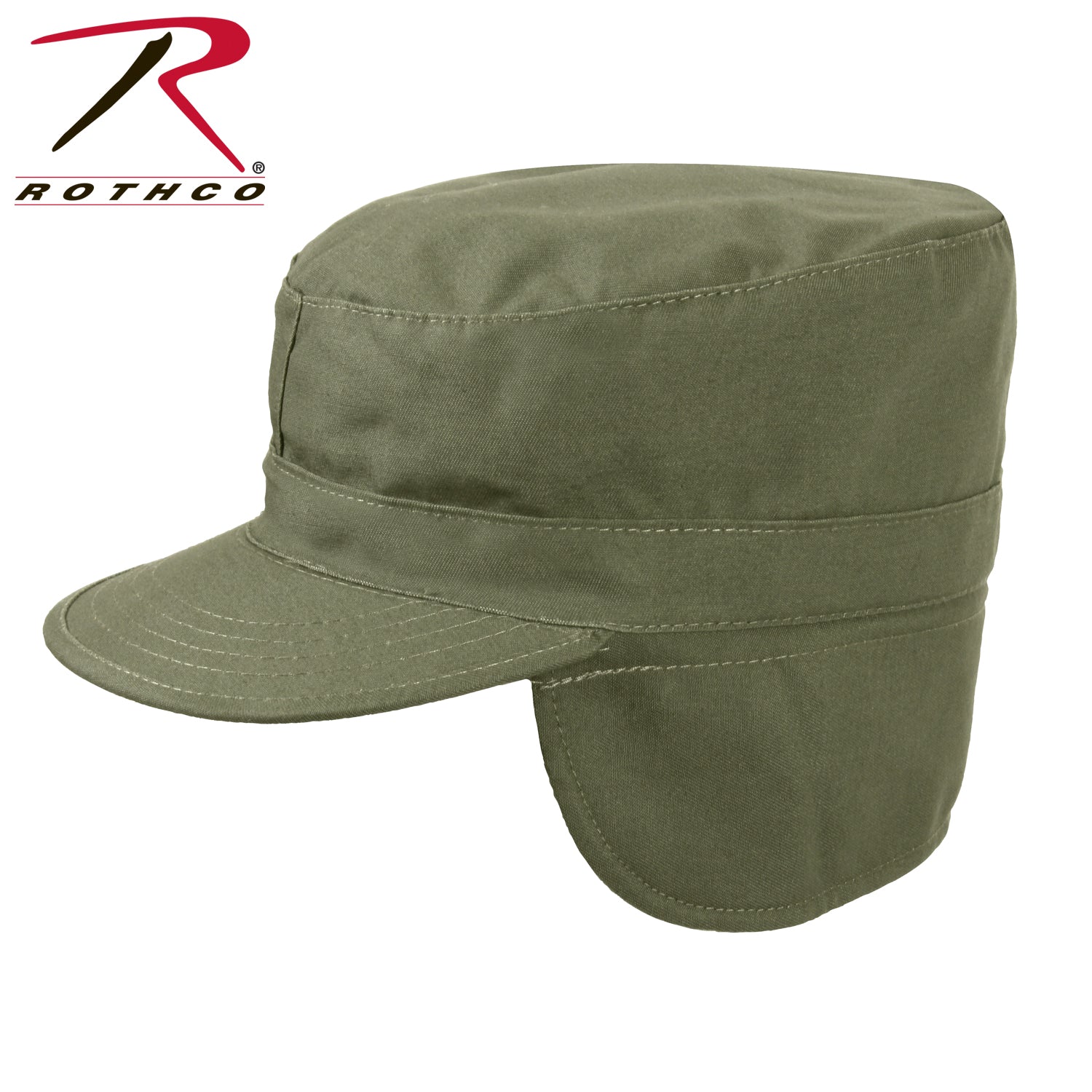 Rothco G.I. Type Combat Cap with Flaps - Olive Drab, Size 7 1/4