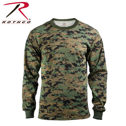 Rothco Long Sleeve Digital Camo T-Shirt in Woodland Digital Camo – Size 4XL