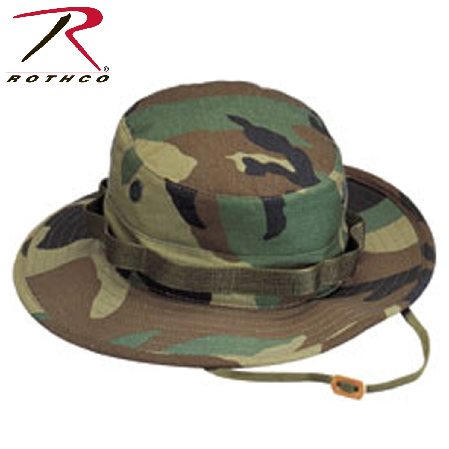 Rothco 100% Cotton Rip-Stop Boonie Hat with Woodland Camo Pattern, Size 7 3/4