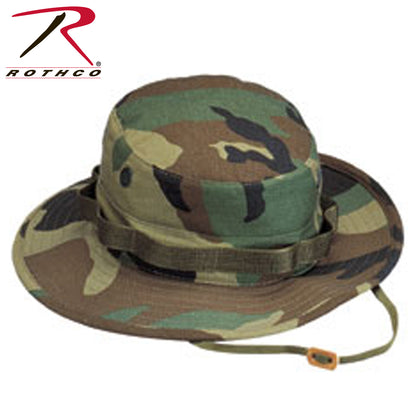 Rothco 100% Cotton Rip-Stop Boonie Hat with Woodland Camo Pattern, Size 7 3/4