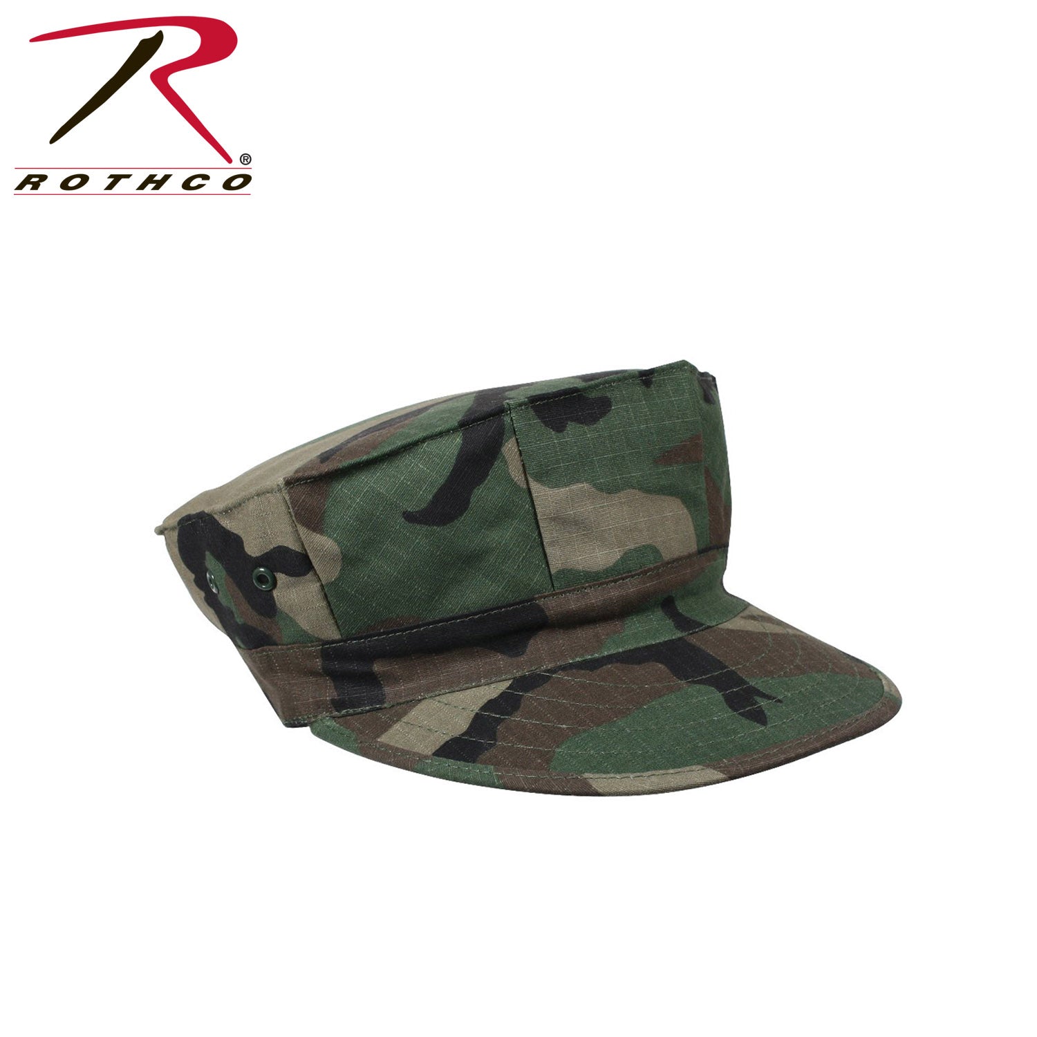 Rothco 8 Point Military Cap in Woodland Camo, Size Large - Durable and Classic Tactical Headwear