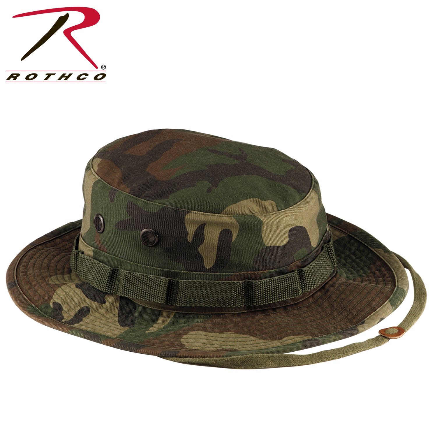 Rothco Vintage Boonie Hat with Woodland Camo Pattern, Size 7, Durable Cotton/Poly Twill