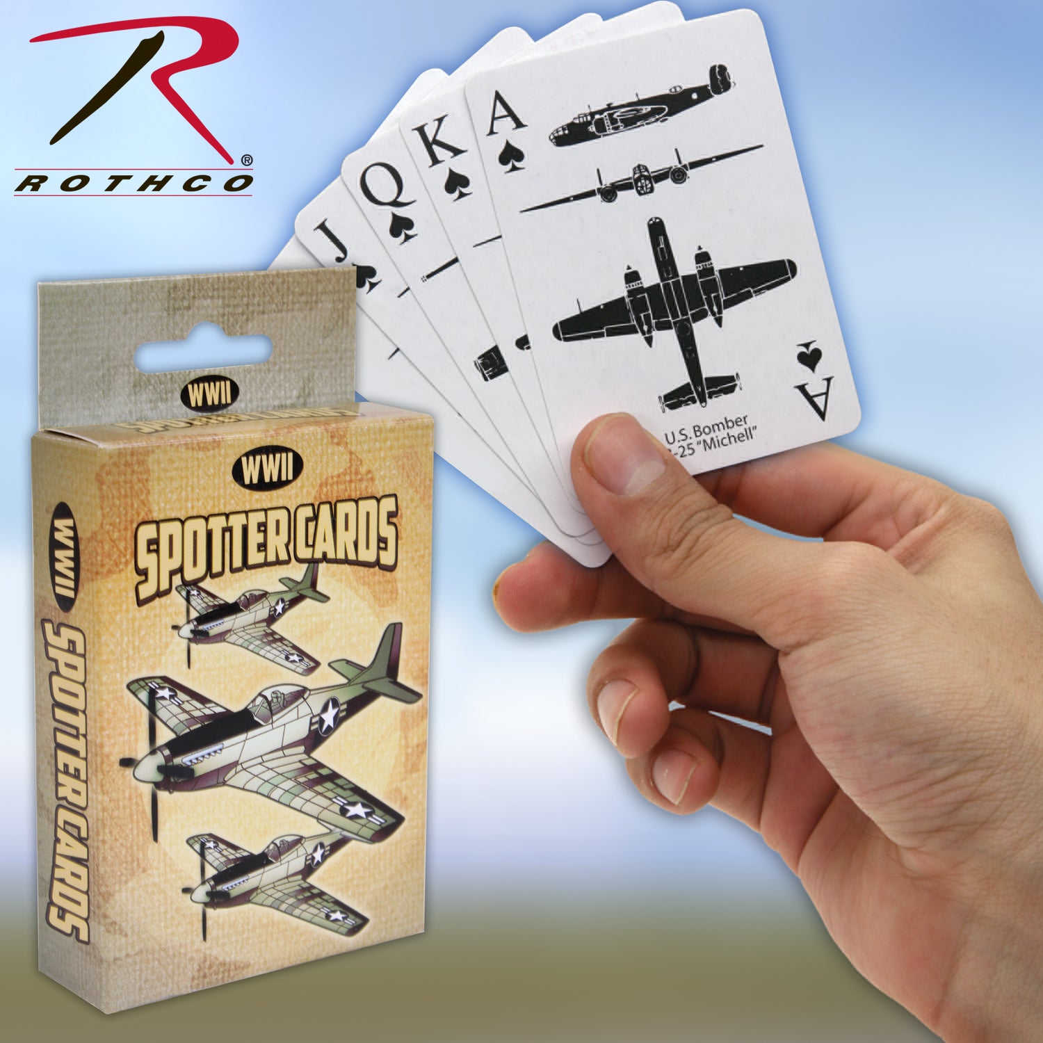 Rothco WWII Spotter Playing Cards CE Part 577 – Educational & Traditional Card Deck with Aircraft Illustrations