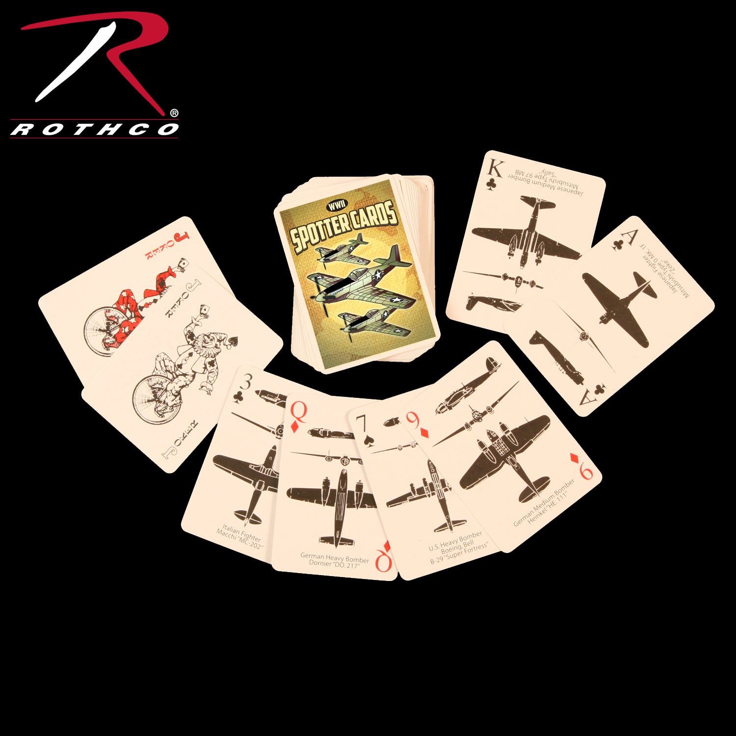 Rothco WWII Spotter Playing Cards CE Part 577 – Educational & Traditional Card Deck with Aircraft Illustrations