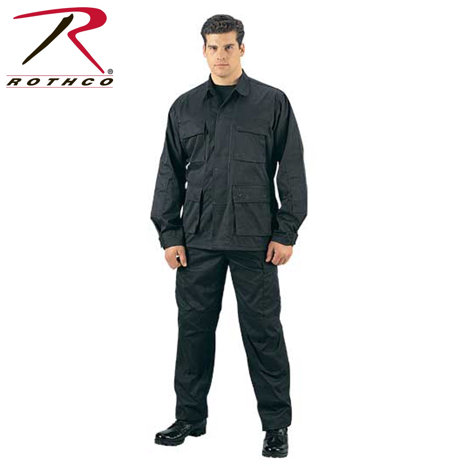 Rothco Rip-Stop BDU Shirt Black Size M – Durable Military-Style Uniform with Reinforced Elbows