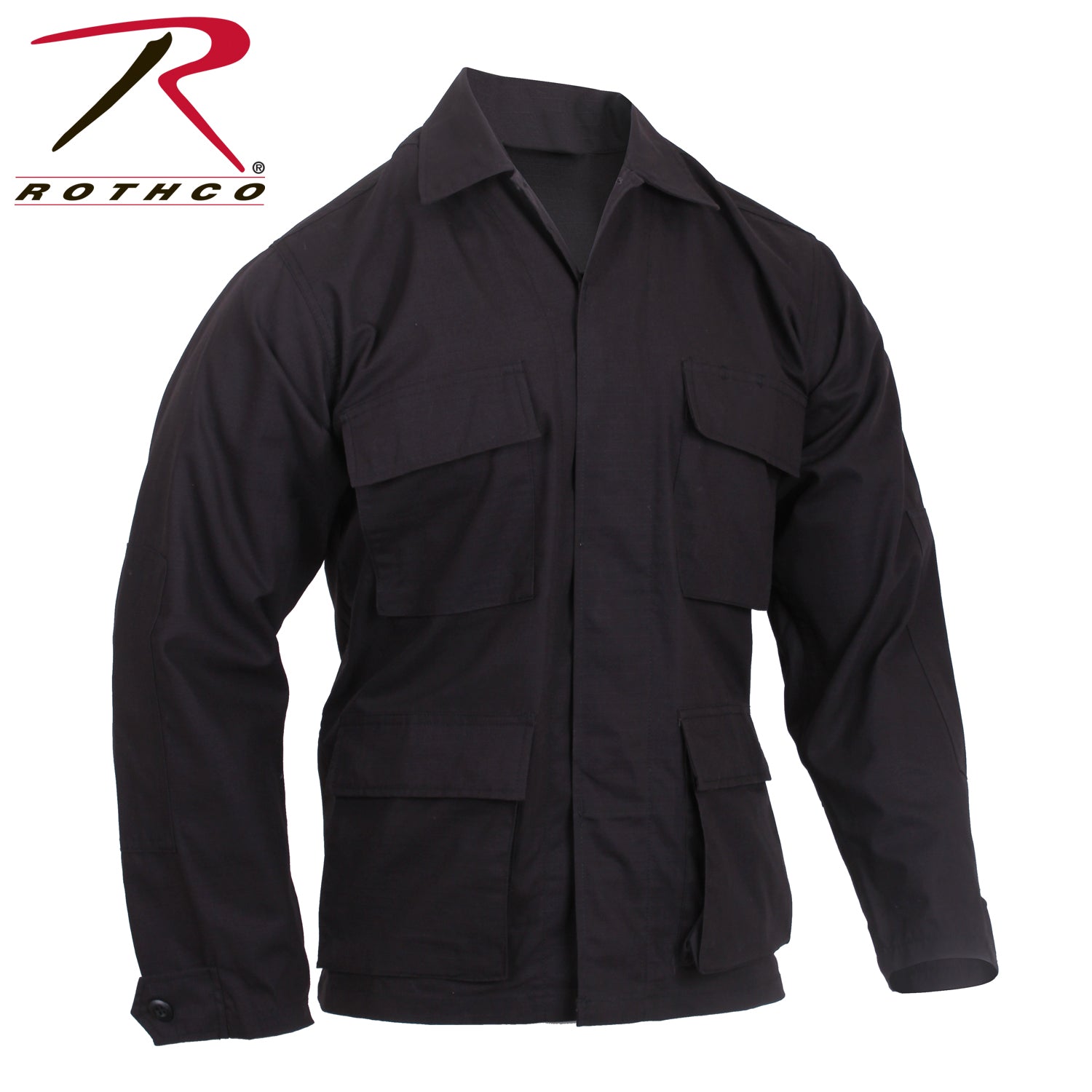 Rothco Rip-Stop BDU Shirt Black Size M – Durable Military-Style Uniform with Reinforced Elbows