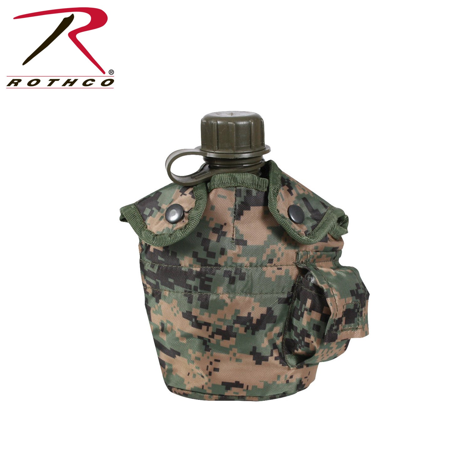 Rothco G.I. Style Canteen Cover in Woodland Digital Camo - Durable Outdoor Gear