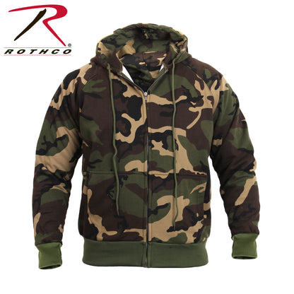 Rothco Thermal Lined Full-Zip Hoodie Woodland Camo Size Large