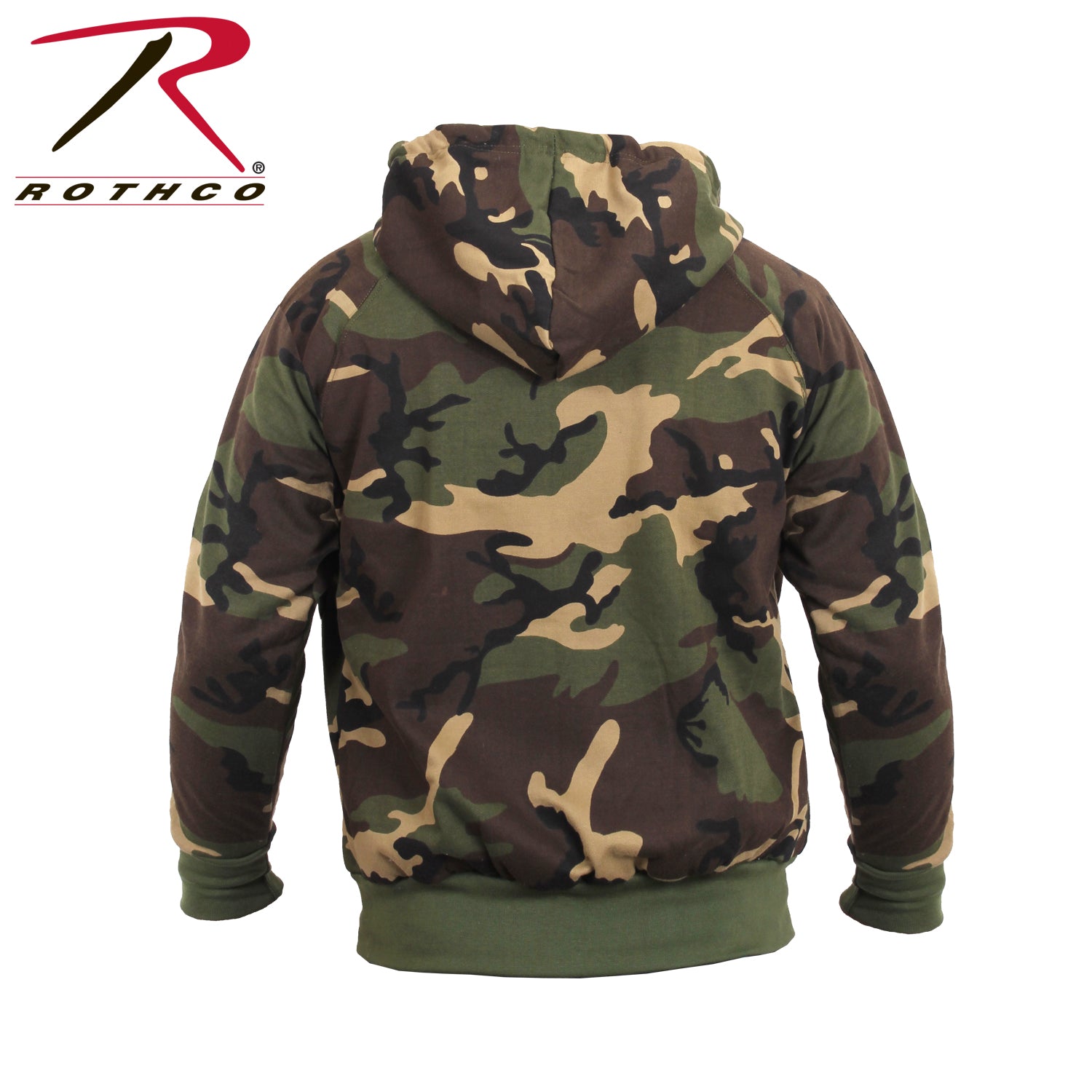 Rothco Thermal Lined Full-Zip Hoodie in Woodland Camo Size M