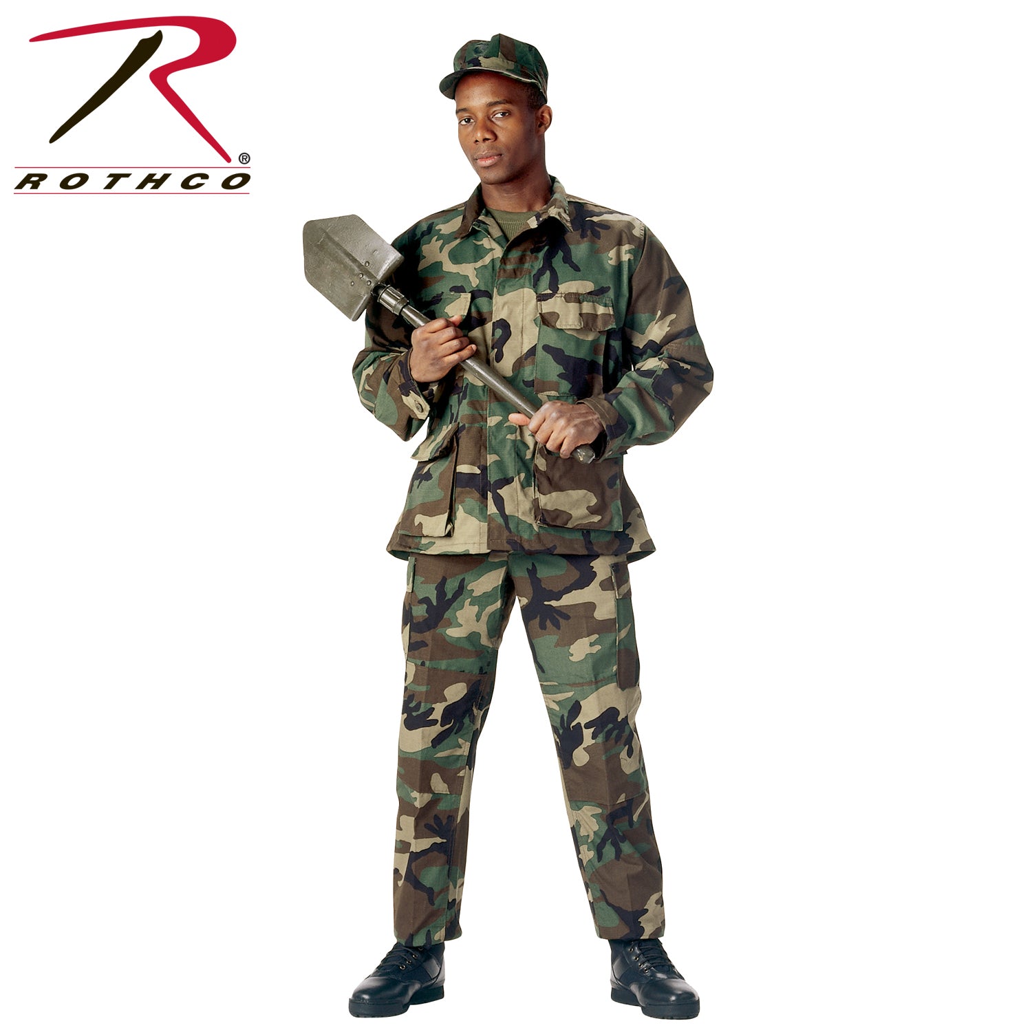 Rothco Rip-Stop BDU Shirt in Woodland Camo, Size Large