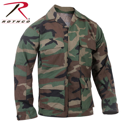Rothco Rip-Stop BDU Shirt in Woodland Camo, Size Large