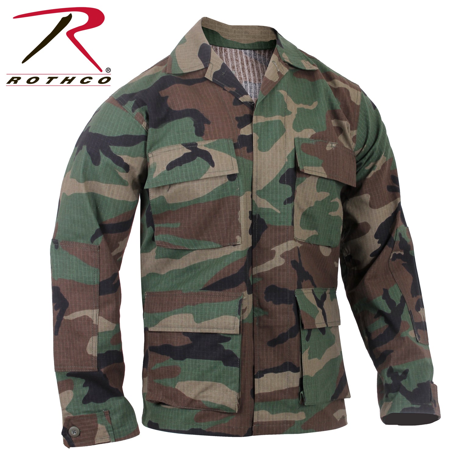 Rothco Rip-Stop BDU Shirt Woodland Camo Size M – Durable Military-Style Utility Shirt