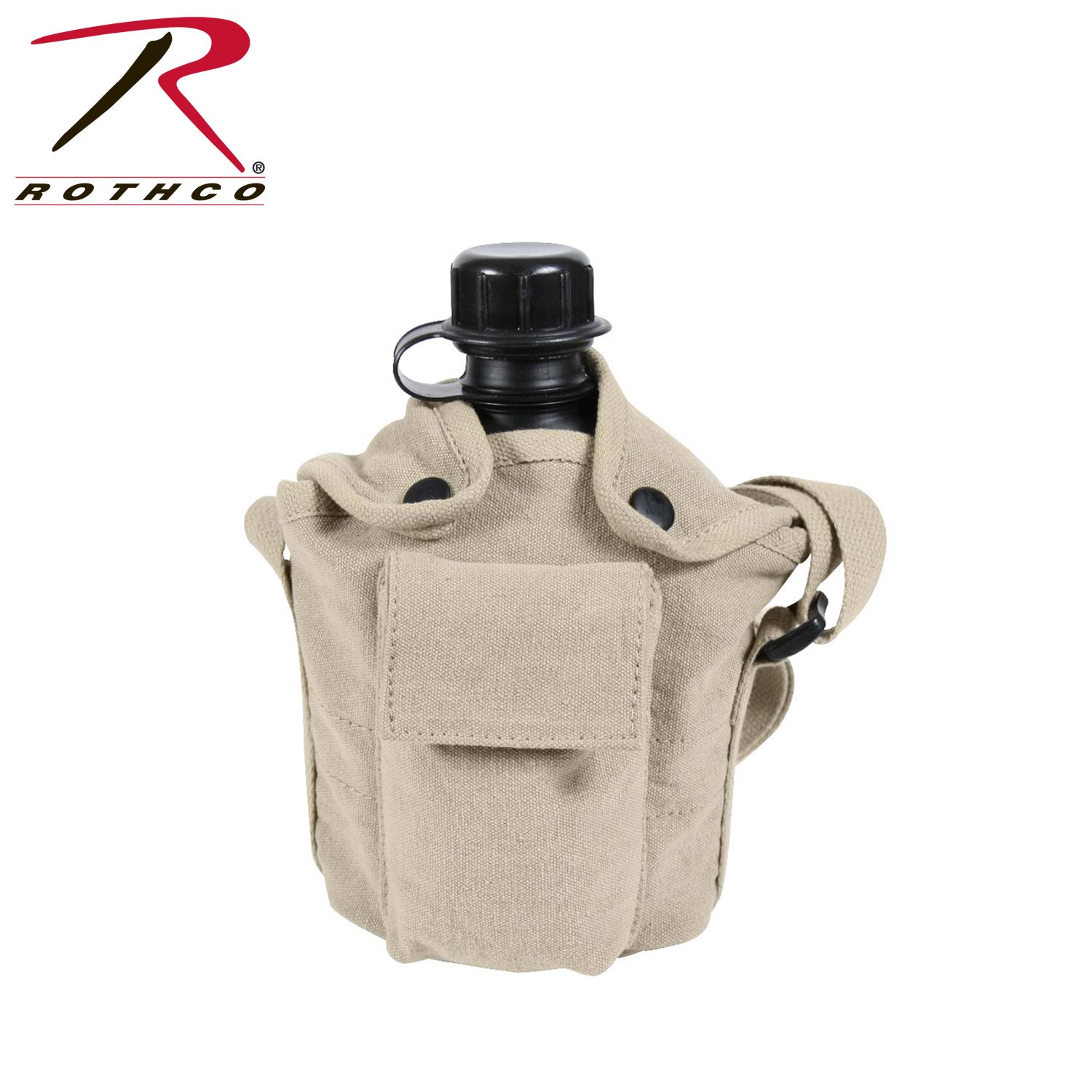 Rothco Vintage Canvas Canteen Cover with Shoulder Strap – Khaki, Part Number 614-KH